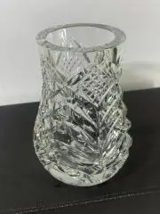 Хрустальная ваза советская — резной узор, прозрачный блеск резная, тяжёлая, усто