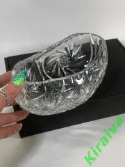 Хрустальная конфетница СССР — тяжёлая, резная, 18?11?9 см, винтаж Н1533 Элегант