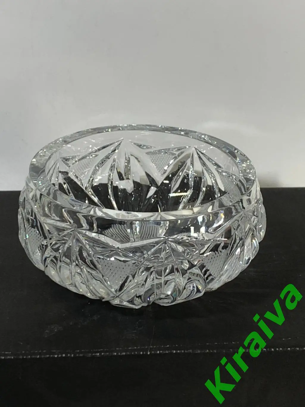 Хрустальная конфетница СССР — резная, круглая, тяжёлая, ?12 см, винтаж Н1534Пр 2