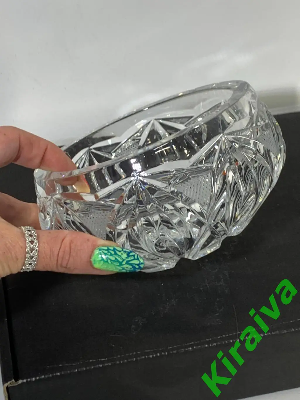 Хрустальная конфетница СССР — резная, круглая, тяжёлая, ?12 см, винтаж Н1534Пр 4
