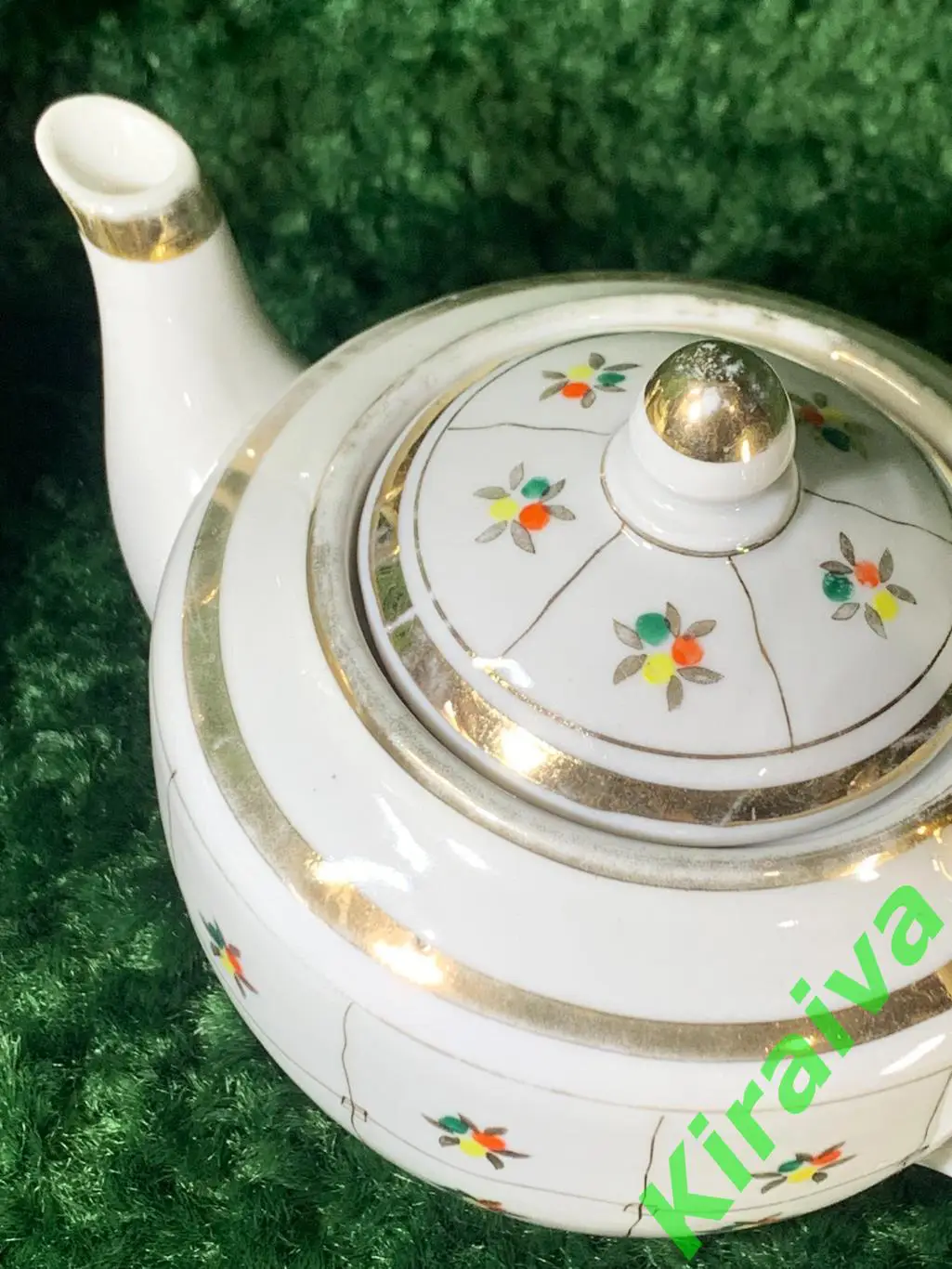 Винтажный чайник с сеточкой и сахарница из сервиза «Жито», Городница, 1957–60 гг 3