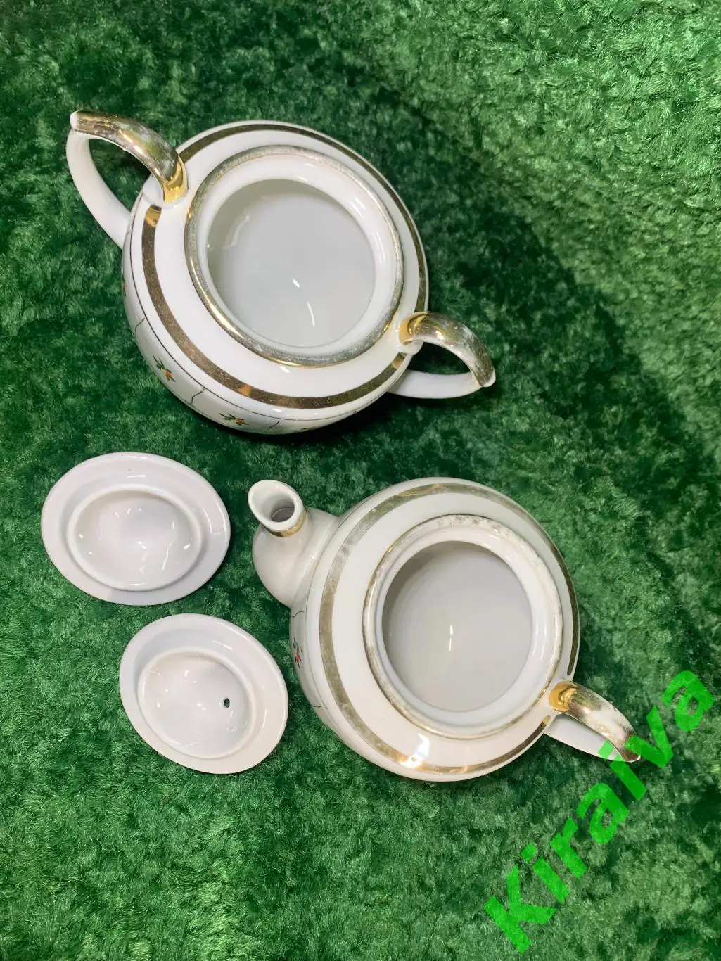 Винтажный чайник с сеточкой и сахарница из сервиза «Жито», Городница, 1957–60 гг 5