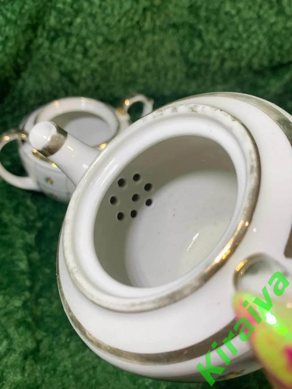 Винтажный чайник с сеточкой и сахарница из сервиза «Жито», Городница, 1957–60 гг 6