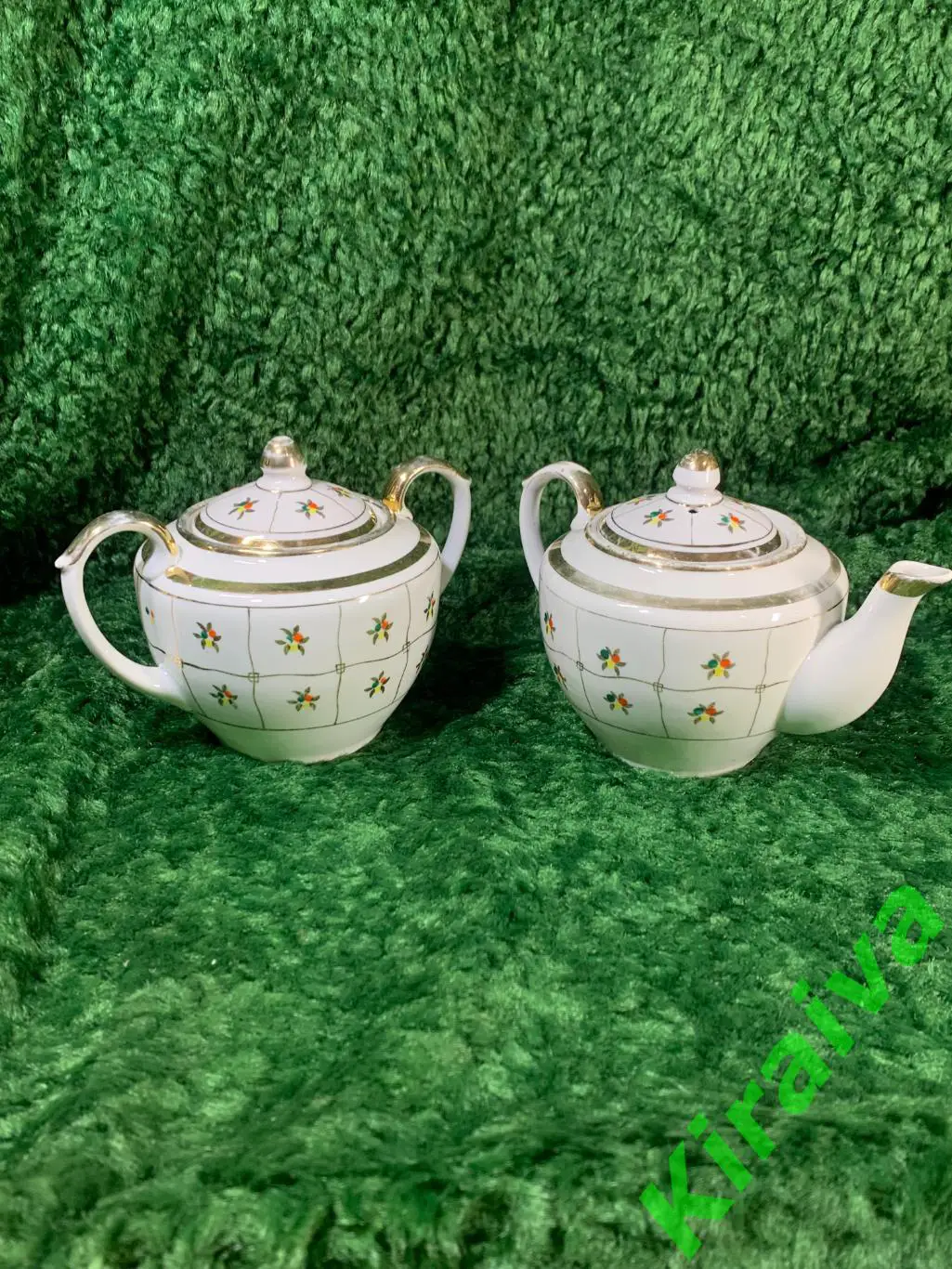 Винтажный чайник с сеточкой и сахарница из сервиза «Жито», Городница, 1957–60 гг 7