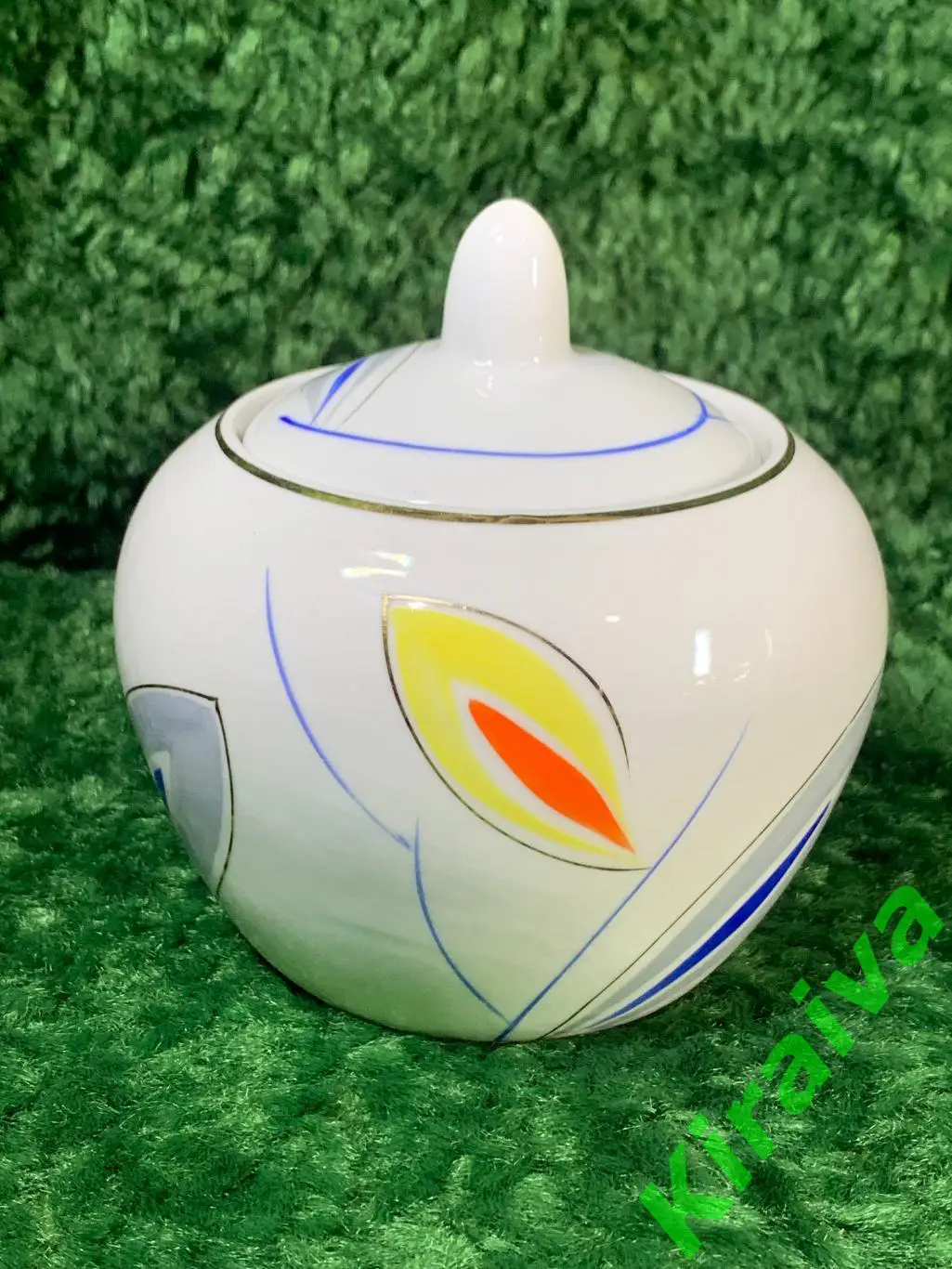 Винтажная сахарница 1960-е гг. фарфоровая 500 мл. Барановский фз роспись Н1537