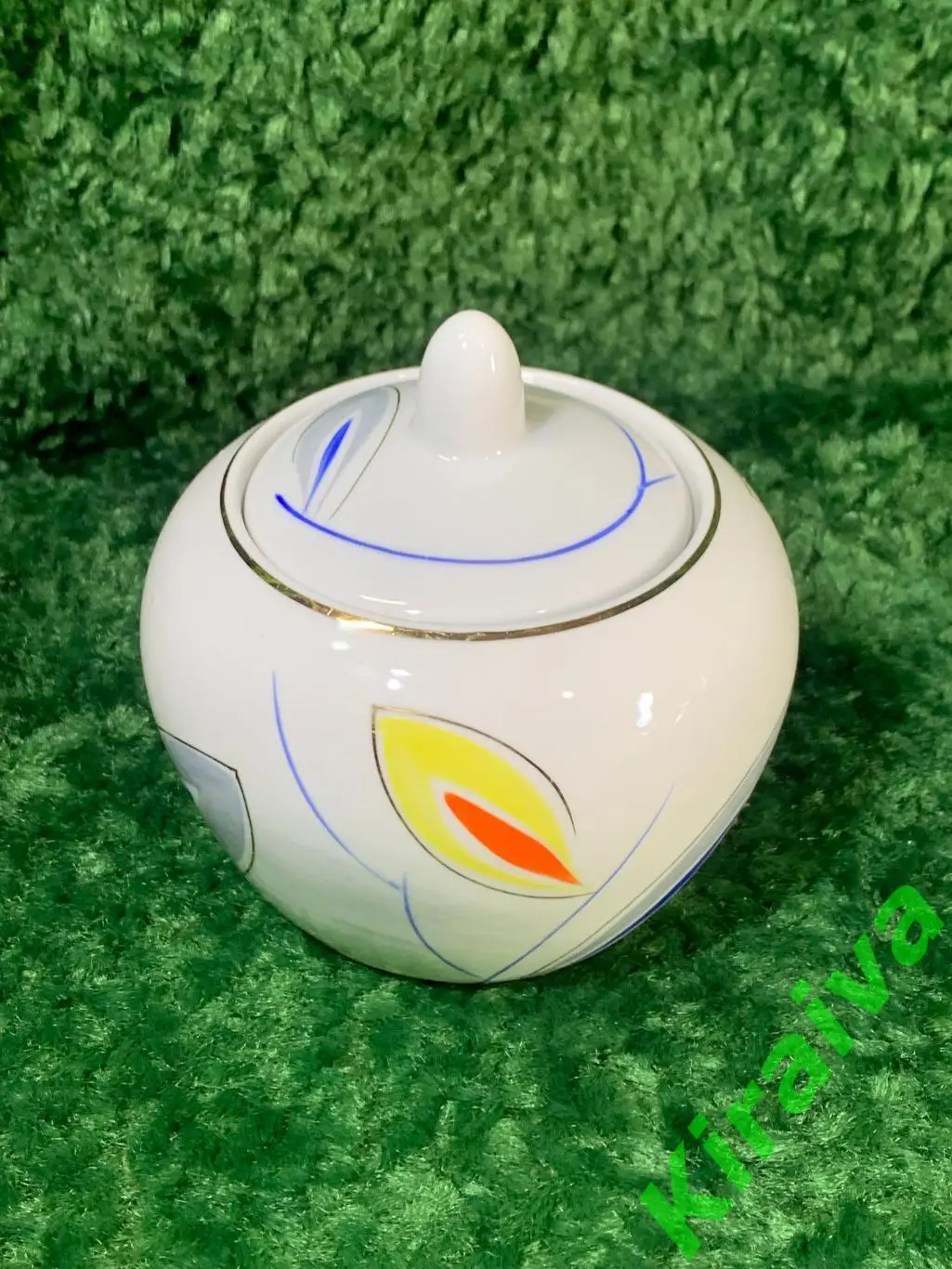 Винтажная сахарница 1960-е гг. фарфоровая 500 мл. Барановский фз роспись Н1537 1