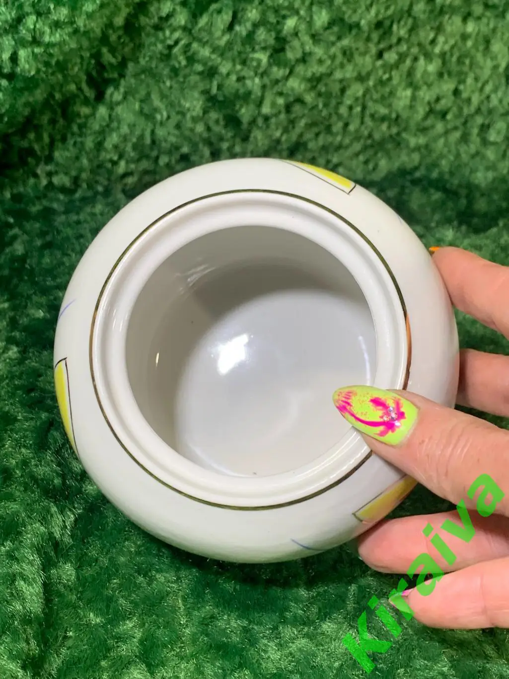 Винтажная сахарница 1960-е гг. фарфоровая 500 мл. Барановский фз роспись Н1537 3