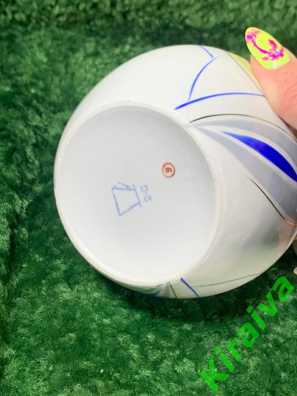 Винтажная сахарница 1960-е гг. фарфоровая 500 мл. Барановский фз роспись Н1537 4