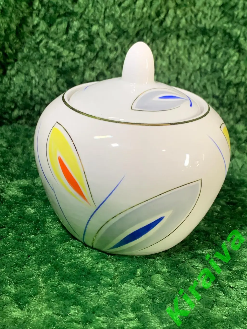 Винтажная сахарница 1960-е гг. фарфоровая 500 мл. Барановский фз роспись Н1537 5