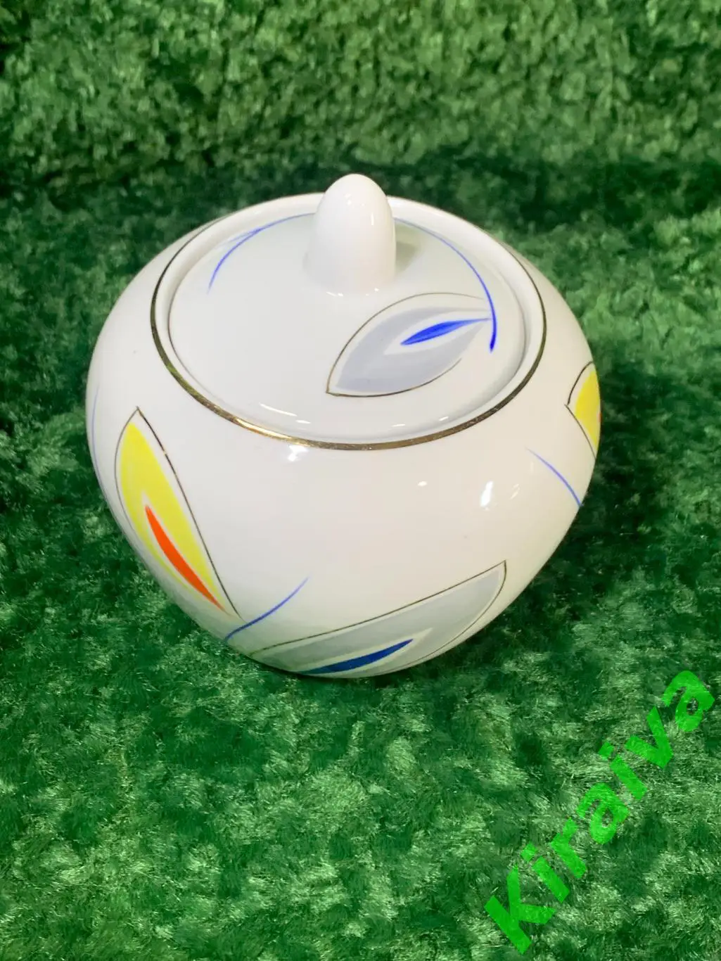 Винтажная сахарница 1960-е гг. фарфоровая 500 мл. Барановский фз роспись Н1537 6