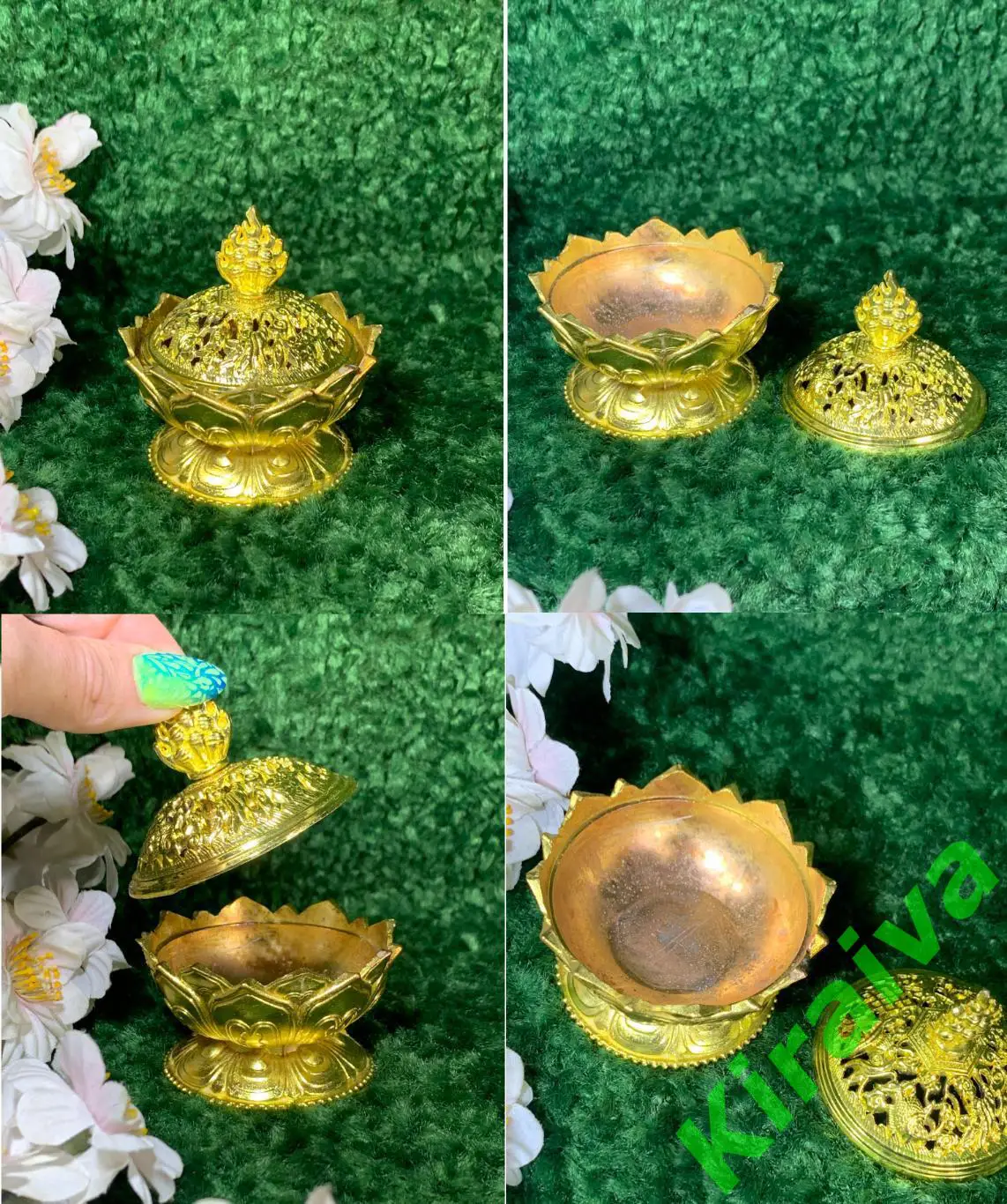 Золотые россыпи шкатулка музыкальная пудреница винтаж Н1832 СССР кобальтового цв