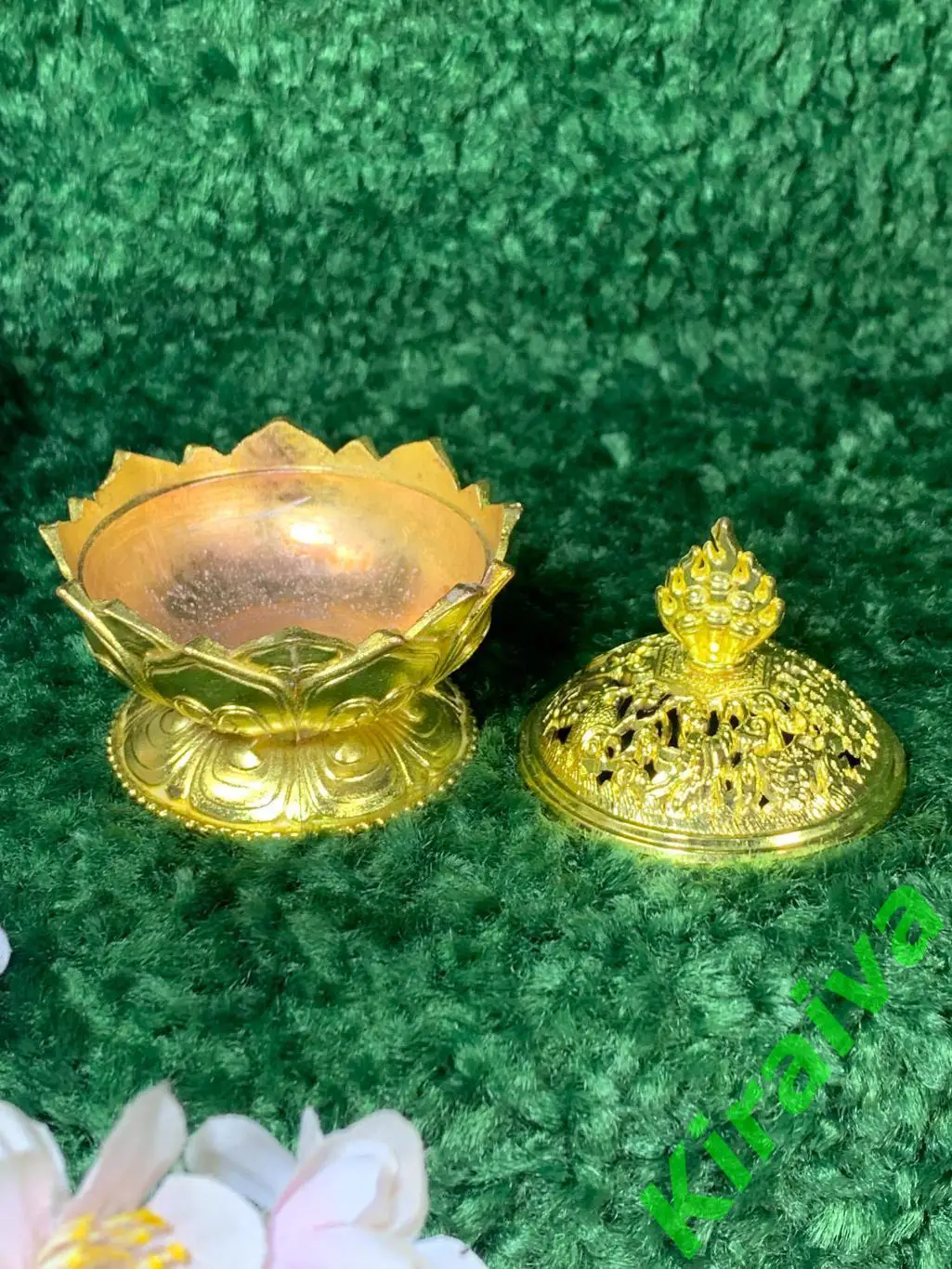 Золотые россыпи шкатулка музыкальная пудреница винтаж Н1832 СССР кобальтового цв 2