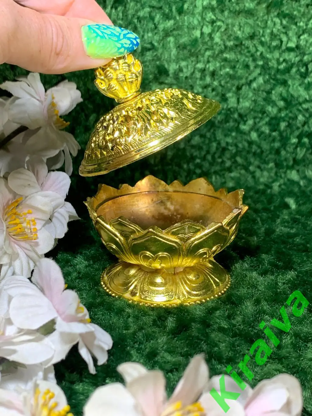 Золотые россыпи шкатулка музыкальная пудреница винтаж Н1832 СССР кобальтового цв 5