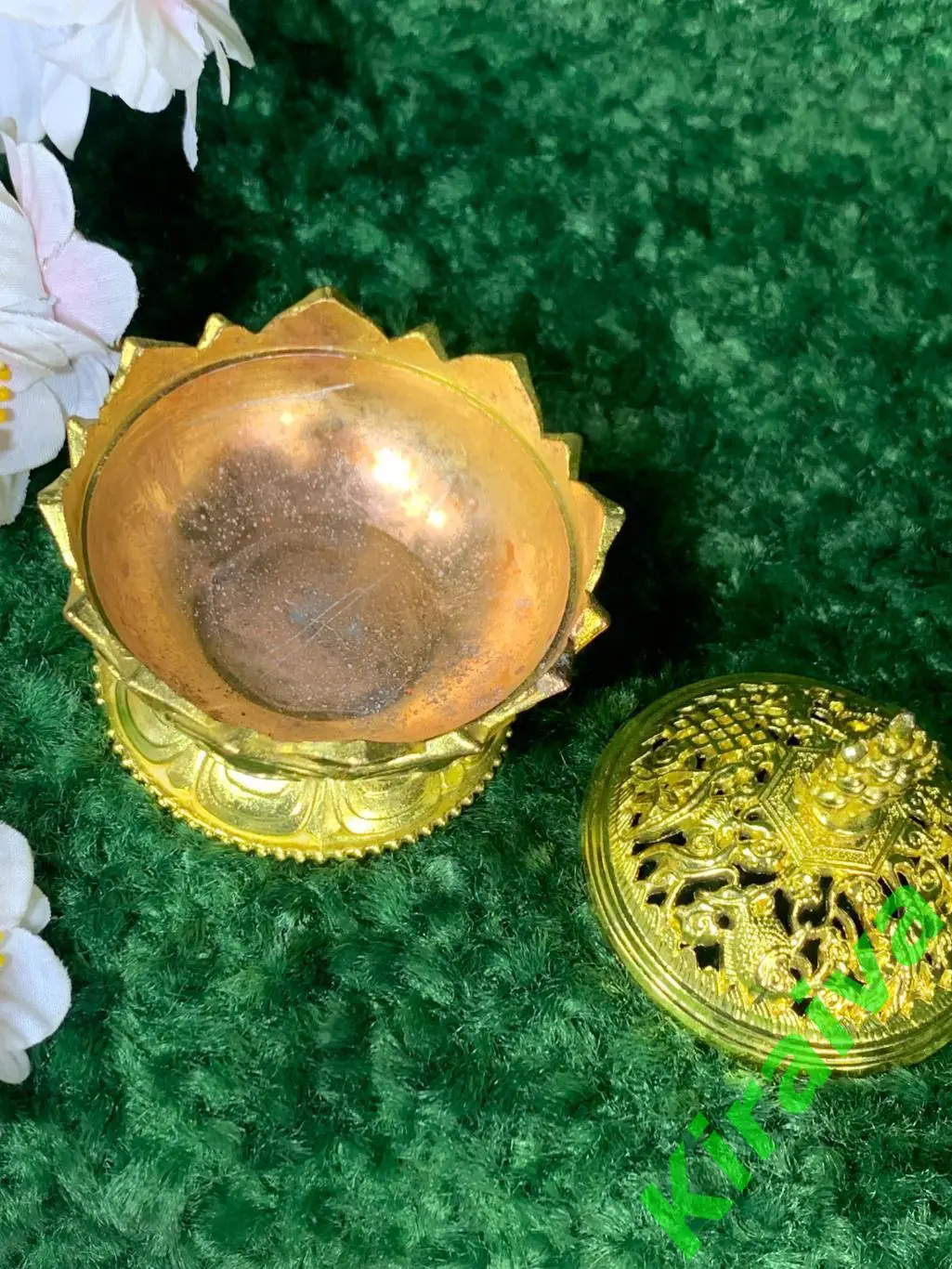 Золотые россыпи шкатулка музыкальная пудреница винтаж Н1832 СССР кобальтового цв 6