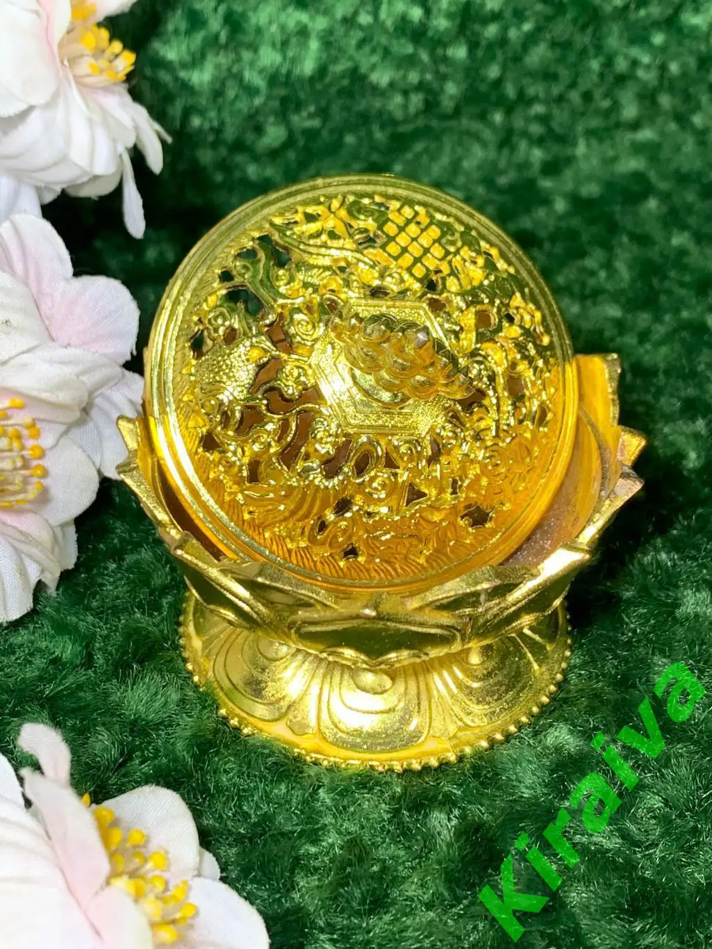 Золотые россыпи шкатулка музыкальная пудреница винтаж Н1832 СССР кобальтового цв 7