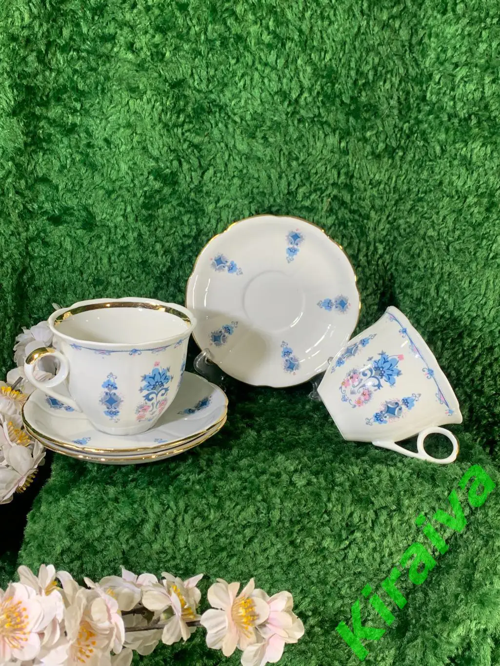 Винтажная чайная пара 80-е г. — чашка и блюдце, Васильки, 230 мл Тернополь Н1554 7