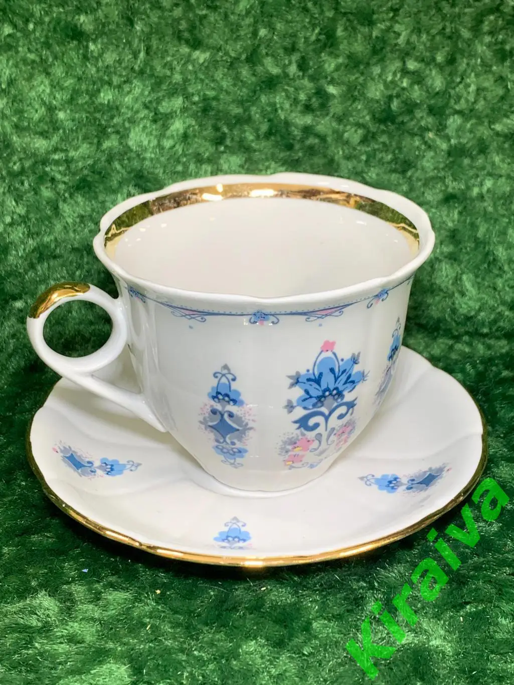 Винтажная чайная пара 80-е г. — чашка и блюдце, Васильки, 230 мл Тернополь Н1554