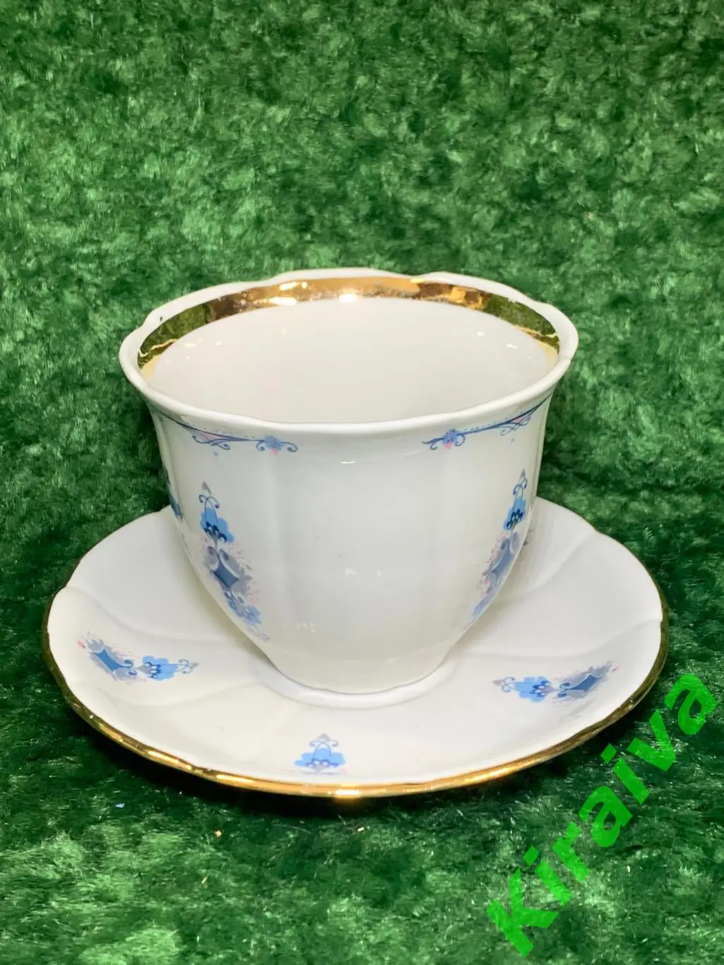 Винтажная чайная пара 80-е г. — чашка и блюдце, Васильки, 230 мл Тернополь Н1554 2