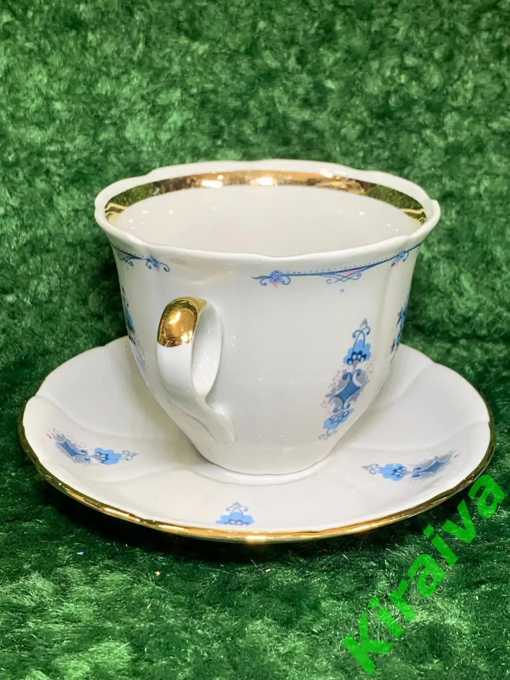 Винтажная чайная пара 80-е г. — чашка и блюдце, Васильки, 230 мл Тернополь Н1554 3