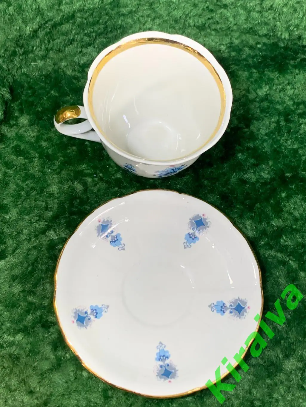 Винтажная чайная пара 80-е г. — чашка и блюдце, Васильки, 230 мл Тернополь Н1554 6