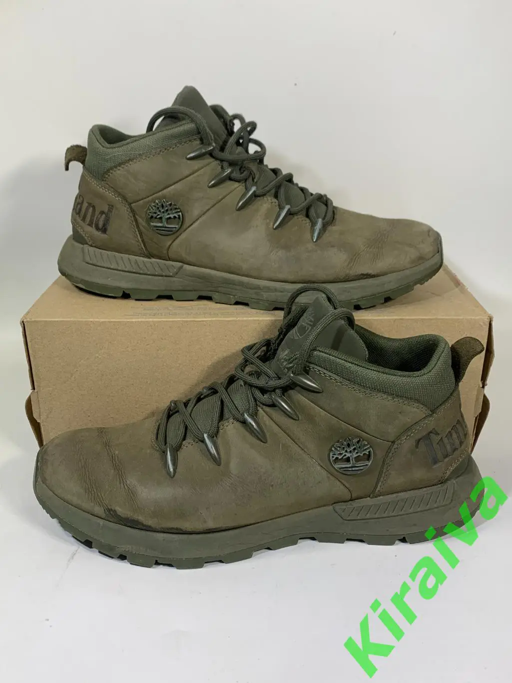 Ботинки Timberland хаки, размер 42 (стелька 27,5 см), натуральный нубук, б/у Н15