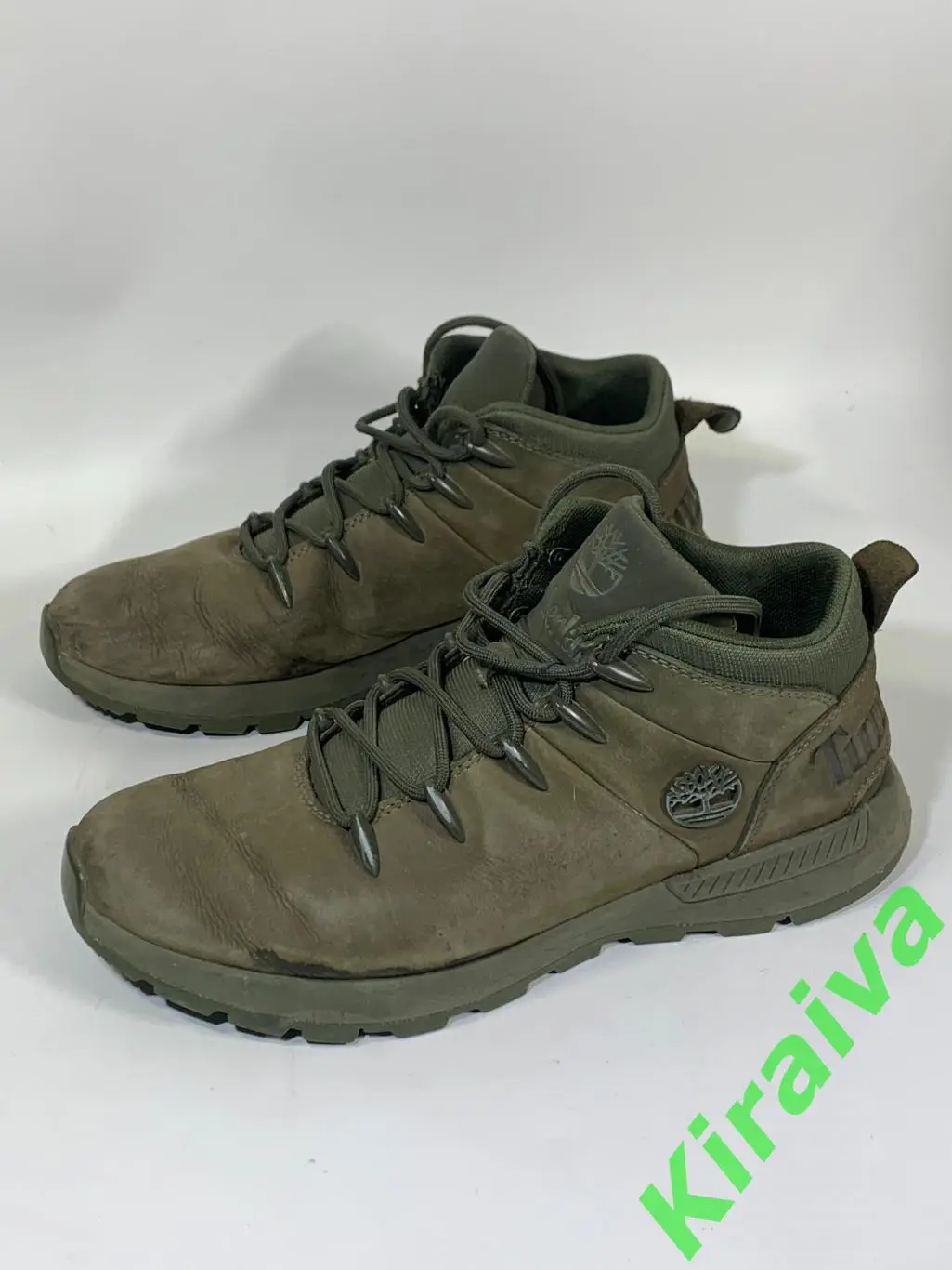 Ботинки Timberland хаки, размер 42 (стелька 27,5 см), натуральный нубук, б/у Н15 3