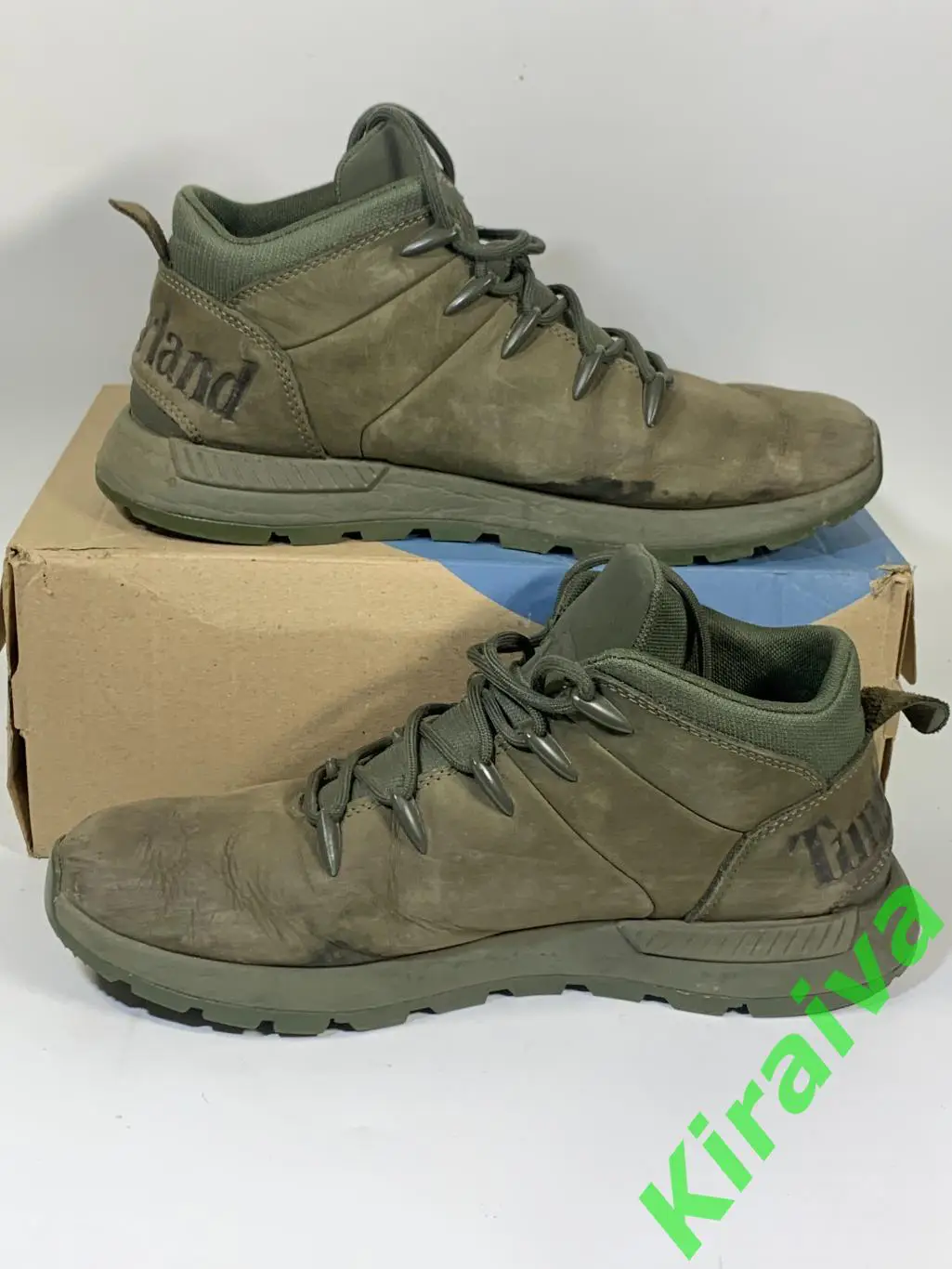 Ботинки Timberland хаки, размер 42 (стелька 27,5 см), натуральный нубук, б/у Н15 1