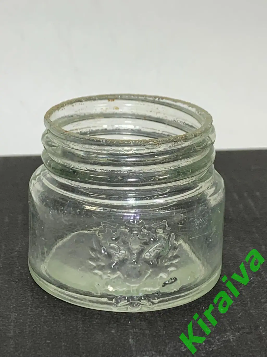 Антикварная стеклянная баночка Царизм с гербом Российской Империи Н1595Редкая