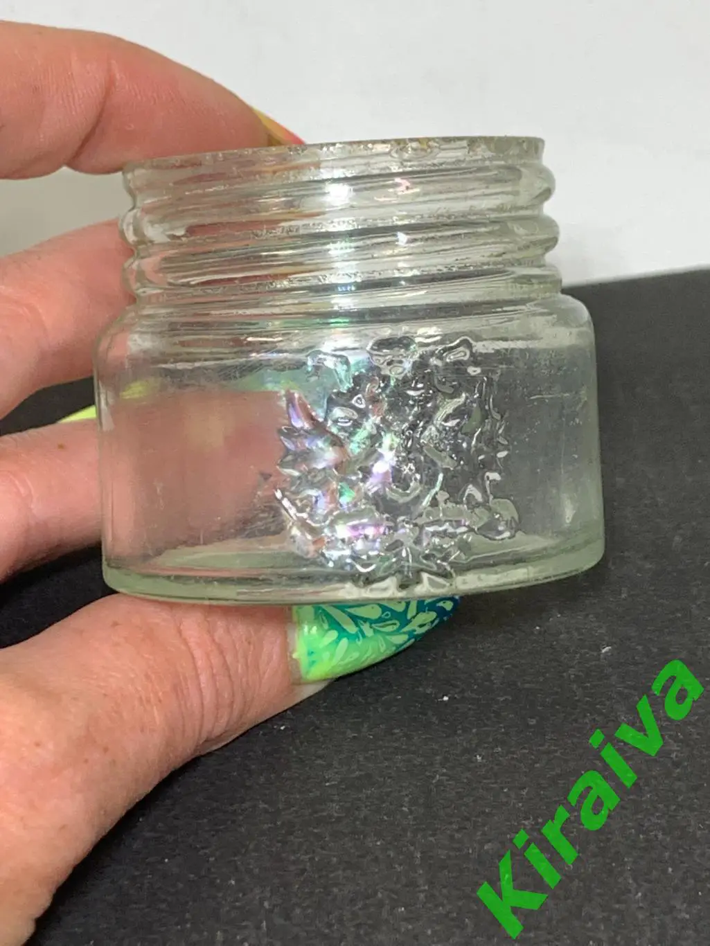 Антикварная стеклянная баночка Царизм с гербом Российской Империи Н1595Редкая 2