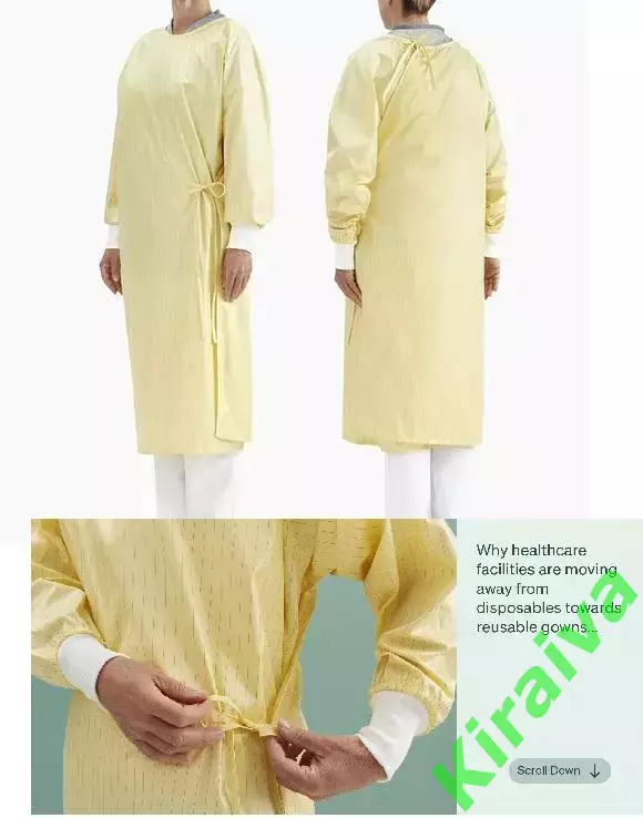 Гидроизоляционный халат MIP Длинные рукава с манжетами Single Н1775 многоразовый