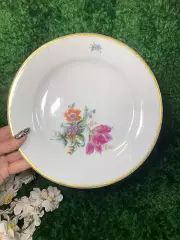 Тарелка обеденная фарфоровая Kahla Германия винтаж 235 мм золотой ободок Н1783