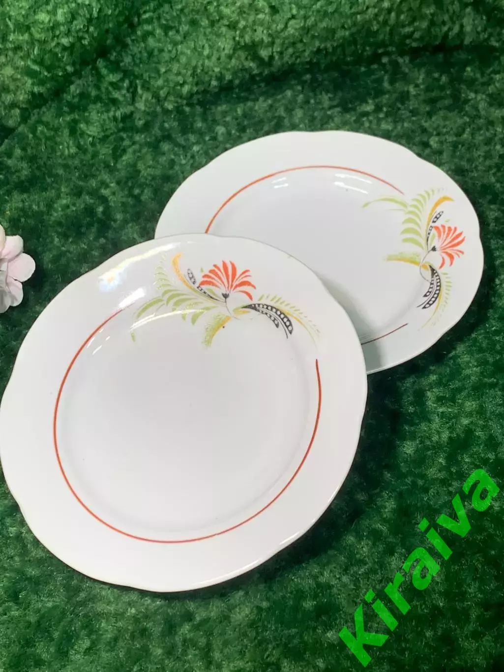 80-е! Тарелка пирожковая 2 шт. комплект Барановка 175 мм винтаж фарфоровая Н1789