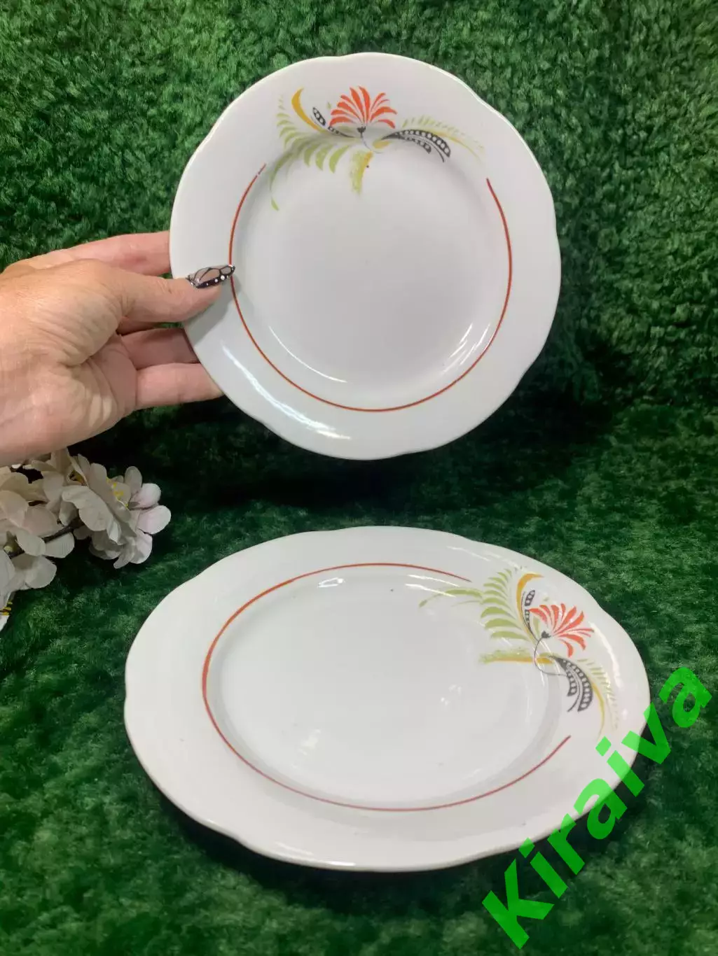 80-е! Тарелка пирожковая 2 шт. комплект Барановка 175 мм винтаж фарфоровая Н1789 1