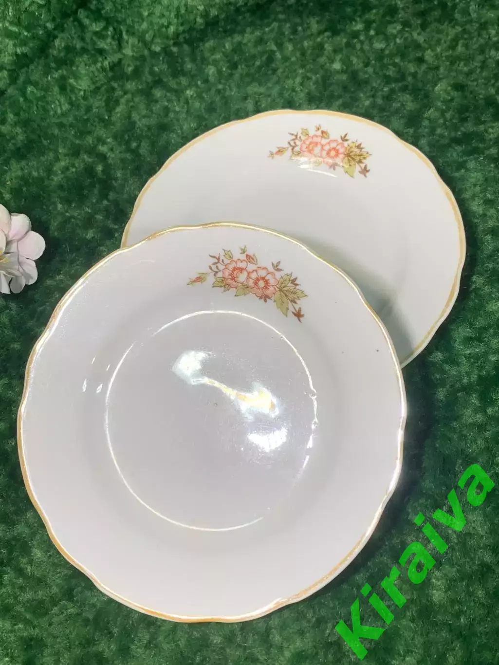 Тарелка пирожковая 2 шт. комплект Коростень175 мм винтаж фарфоровая Н1790