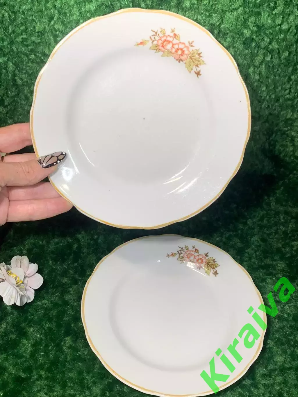 Тарелка пирожковая 2 шт. комплект Коростень175 мм винтаж фарфоровая Н1790 1