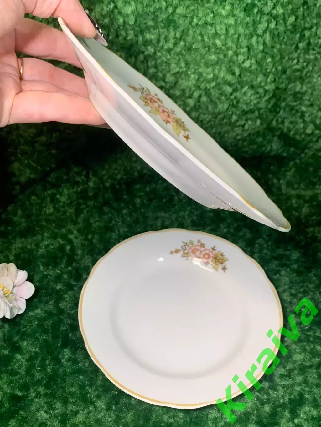 Тарелка пирожковая 2 шт. комплект Коростень175 мм винтаж фарфоровая Н1790 2