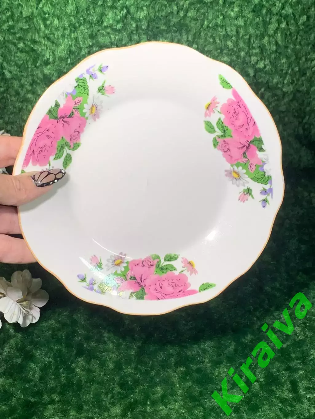 Тарелка десертная FUQIANG CIYE 18 см винтаж фарфоровая с цветочным декором Н1791 1