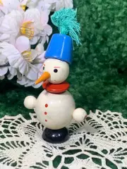 50-е! Старинная деревянная игрушка «Снеговик» Винтаж СССР 9 см Н1795 ручной рабо