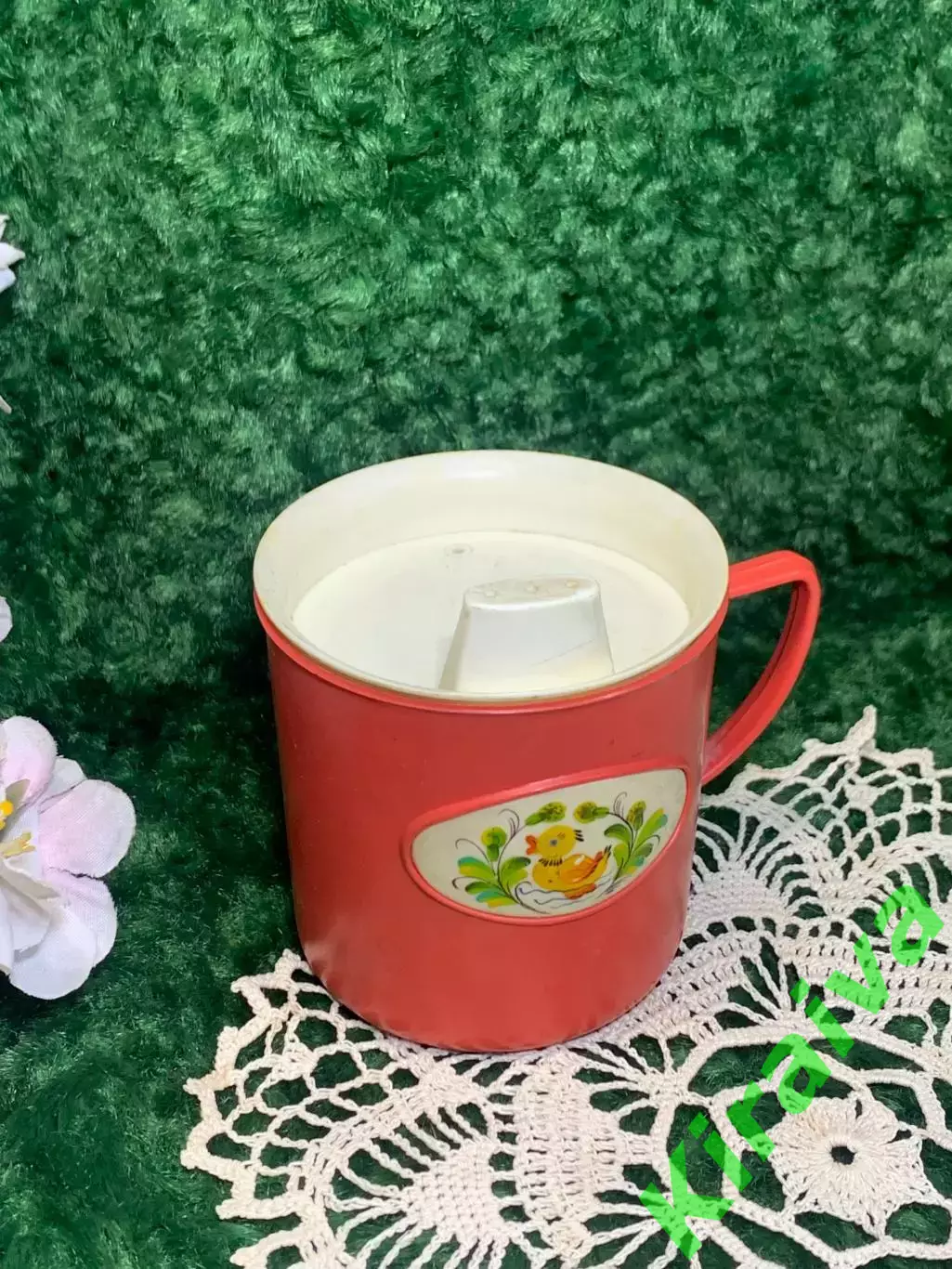 Детская кружка-поилка Неразливайка СССР Винтажная кружка с ручной Н1796