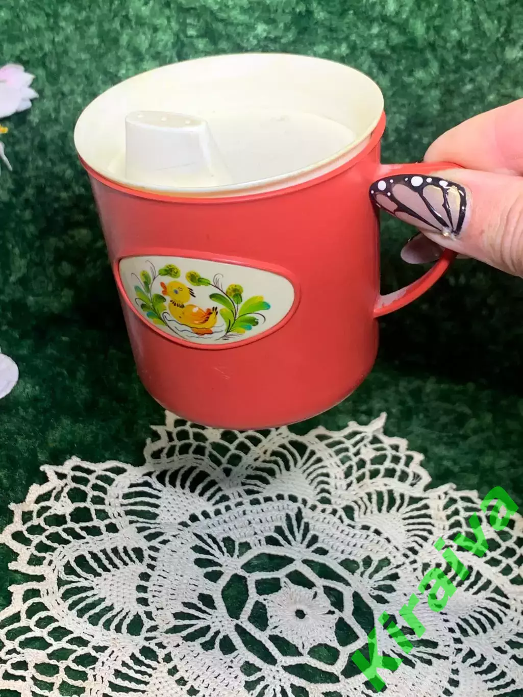 Детская кружка-поилка Неразливайка СССР Винтажная кружка с ручной Н1796 1