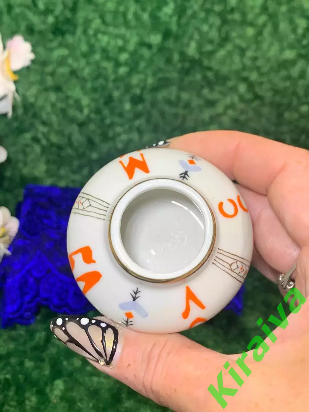 Миниатюрная фарфоровая вазочка «50 лет СССР» | Коростень | Винтаж | Роспись | По 5