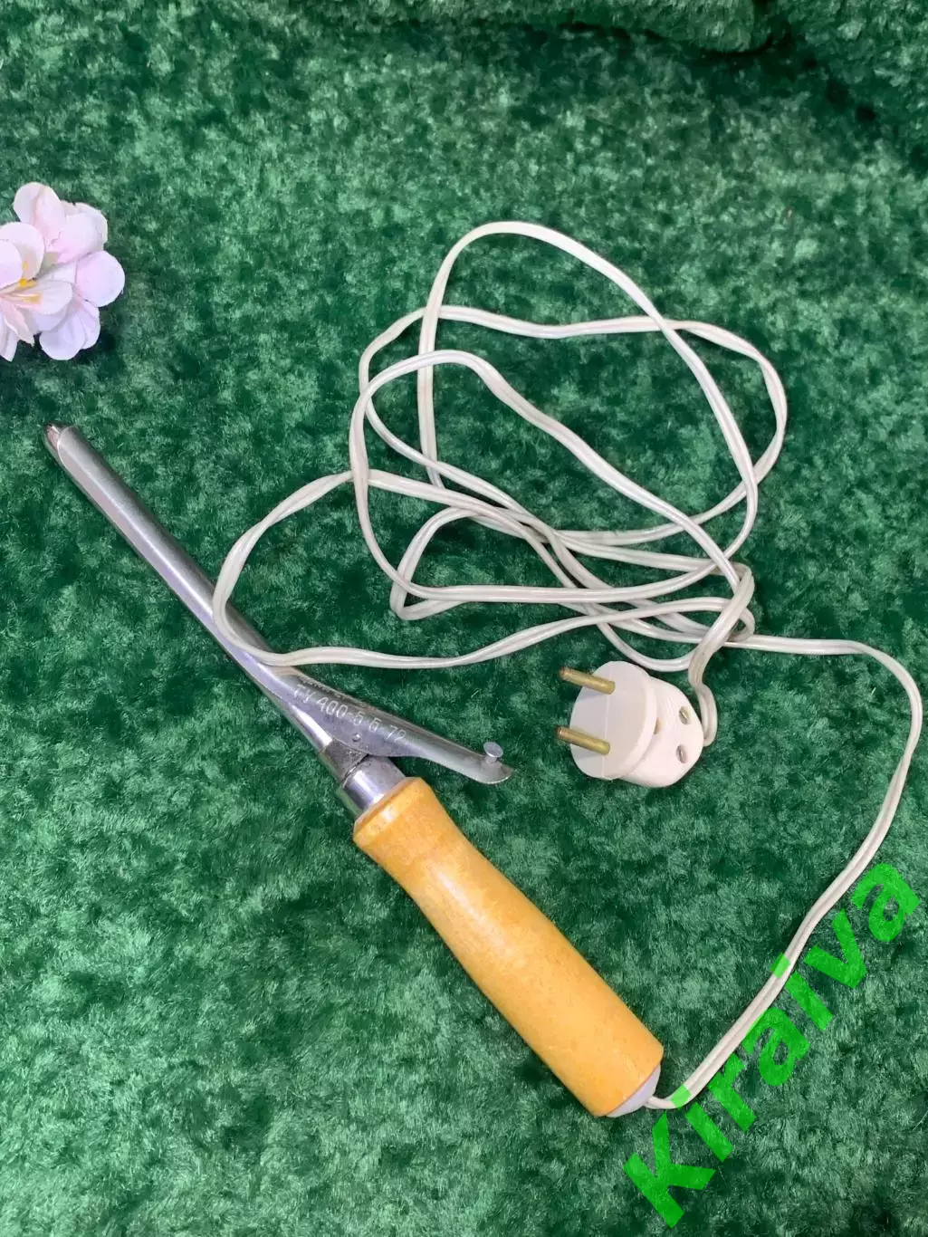 Электро плойка-щипцы СССР с деревянной ручкой В рабочем состоянии Винтаж Н2113