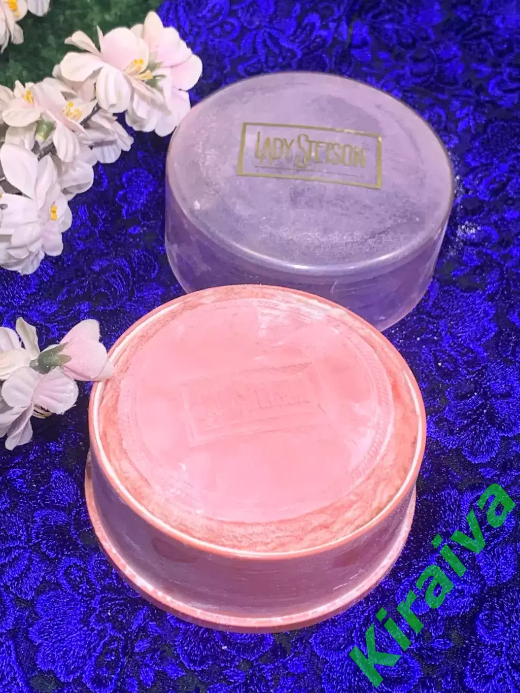 80-е! Винтажная пудреница Lady Stetson от Coty Vintage с пуховкой США Н2125 5