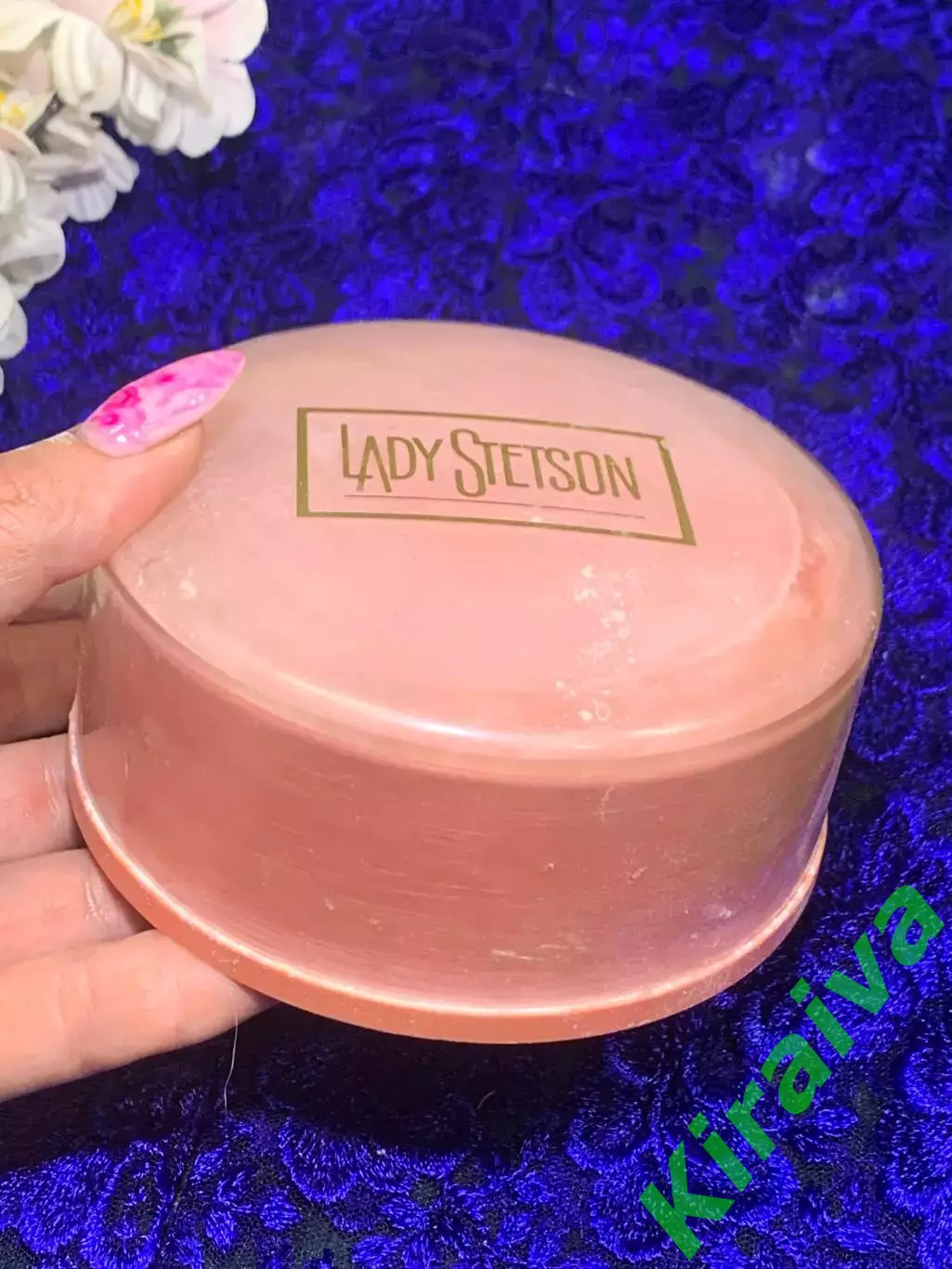 80-е! Винтажная пудреница Lady Stetson от Coty Vintage с пуховкой США Н2125