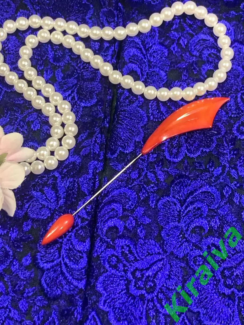 Оригинальная винтажная шляпная булавка с красными акцентами Н2135 2