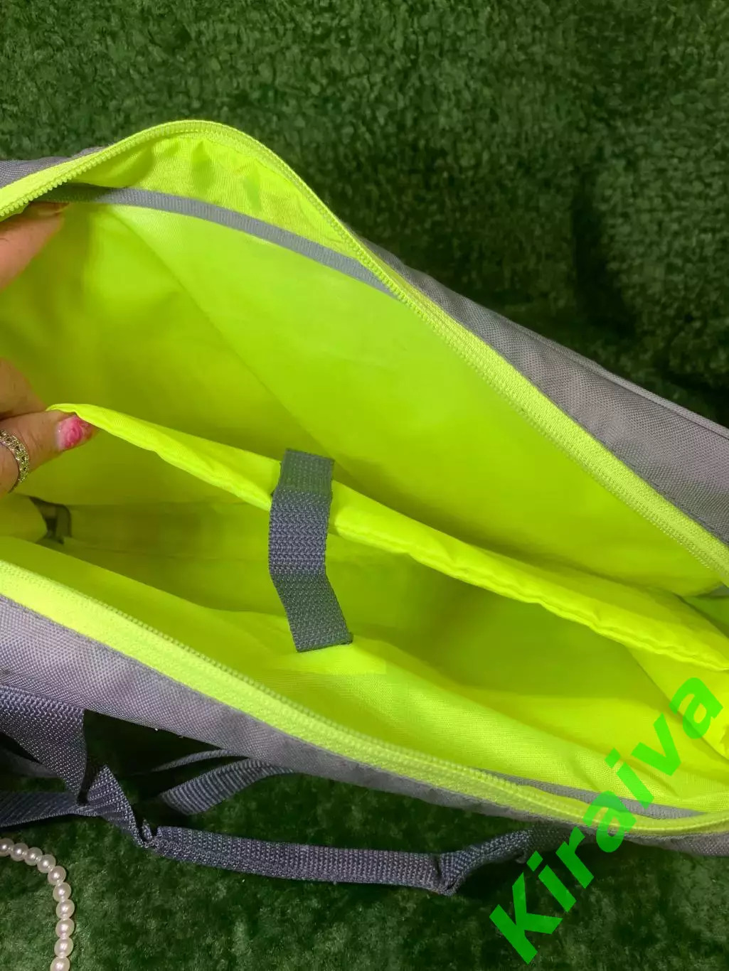 Сумка-портфель для ноутбука, текстиль, серый с салатовым, 40?28?9 см Н340 3