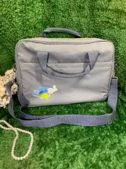 Сумка-портфель для ноутбука, текстиль, серый с салатовым, 40?28?9 см Н340