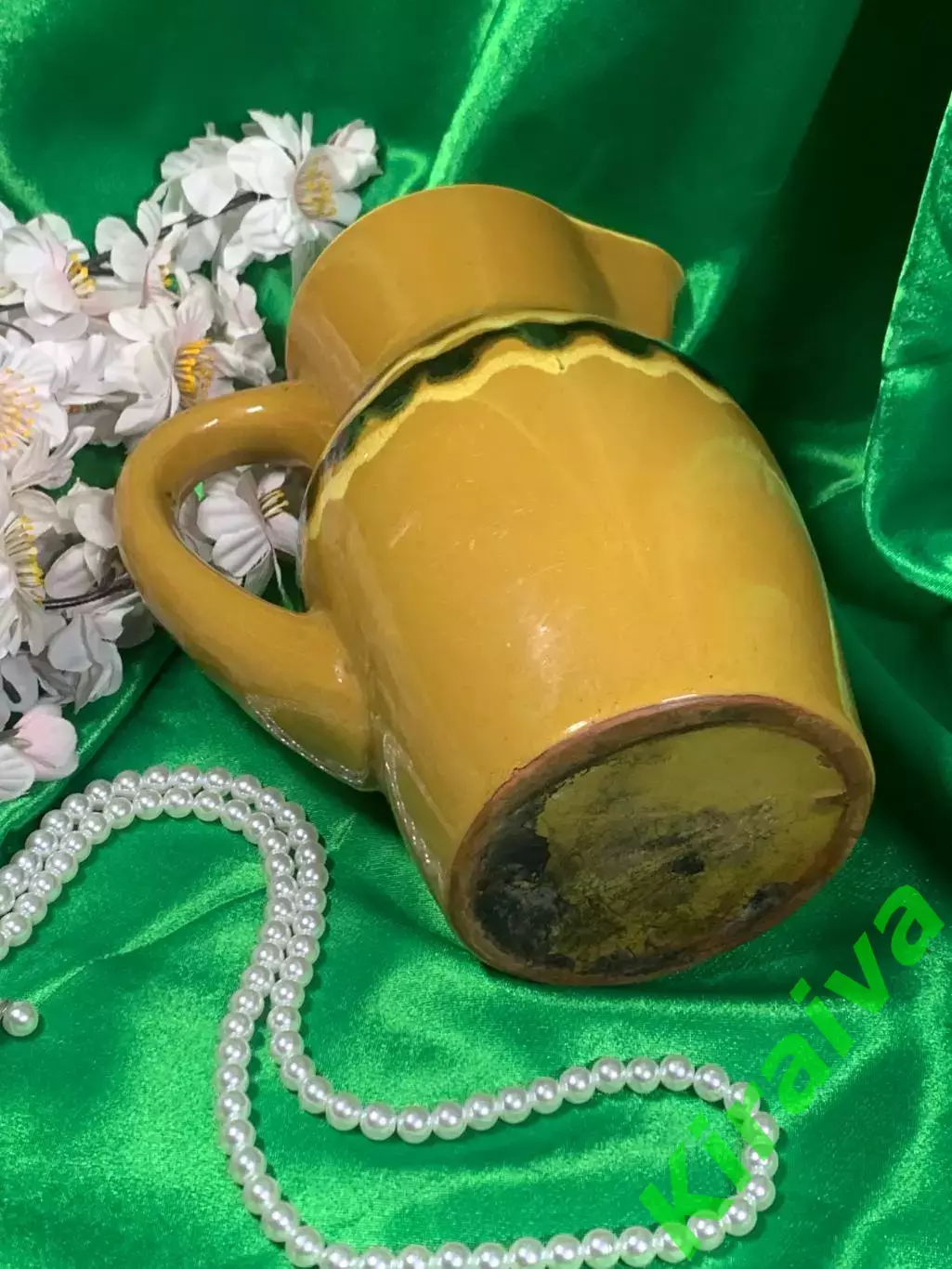 Глечик с ручкой, обливная керамика, Васильковский ФЗ, винтаж, Н2229 глиняный 5