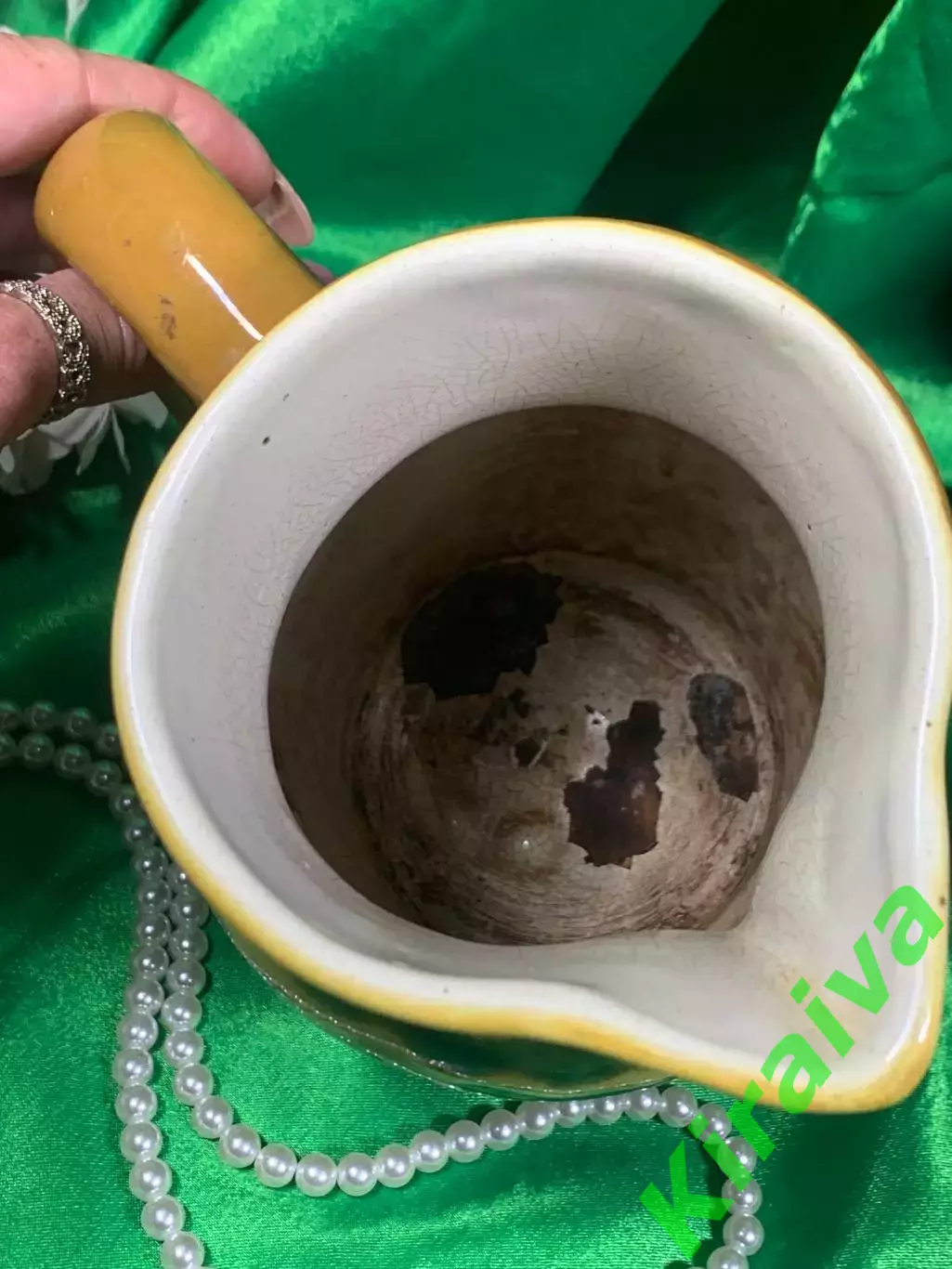 Глечик с ручкой, обливная керамика, Васильковский ФЗ, винтаж, Н2229 глиняный 6