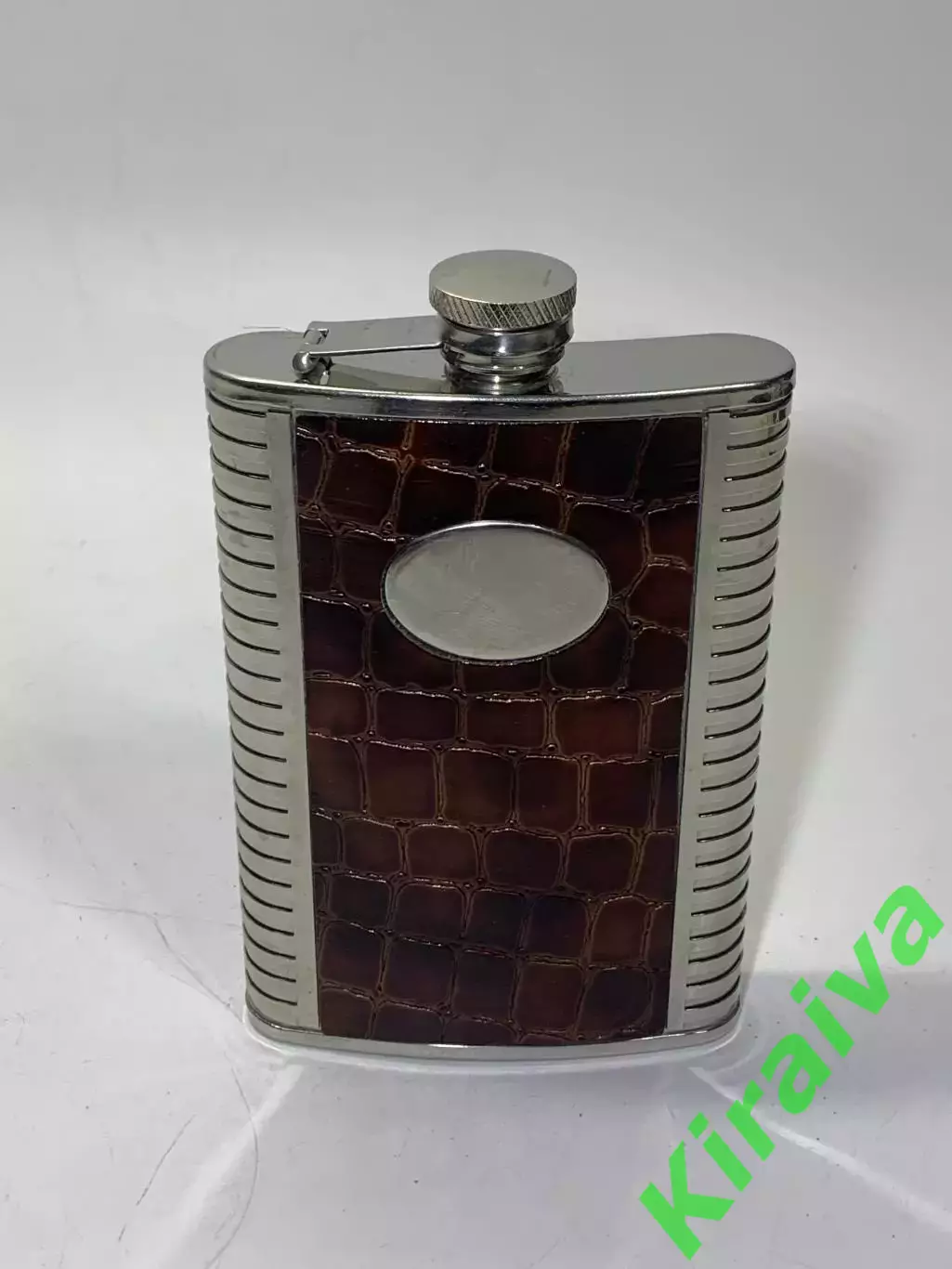 Фляга для жидкостей, из нержавейки в кожаной отделке, пищевая (250мл, 8oz) Н2259